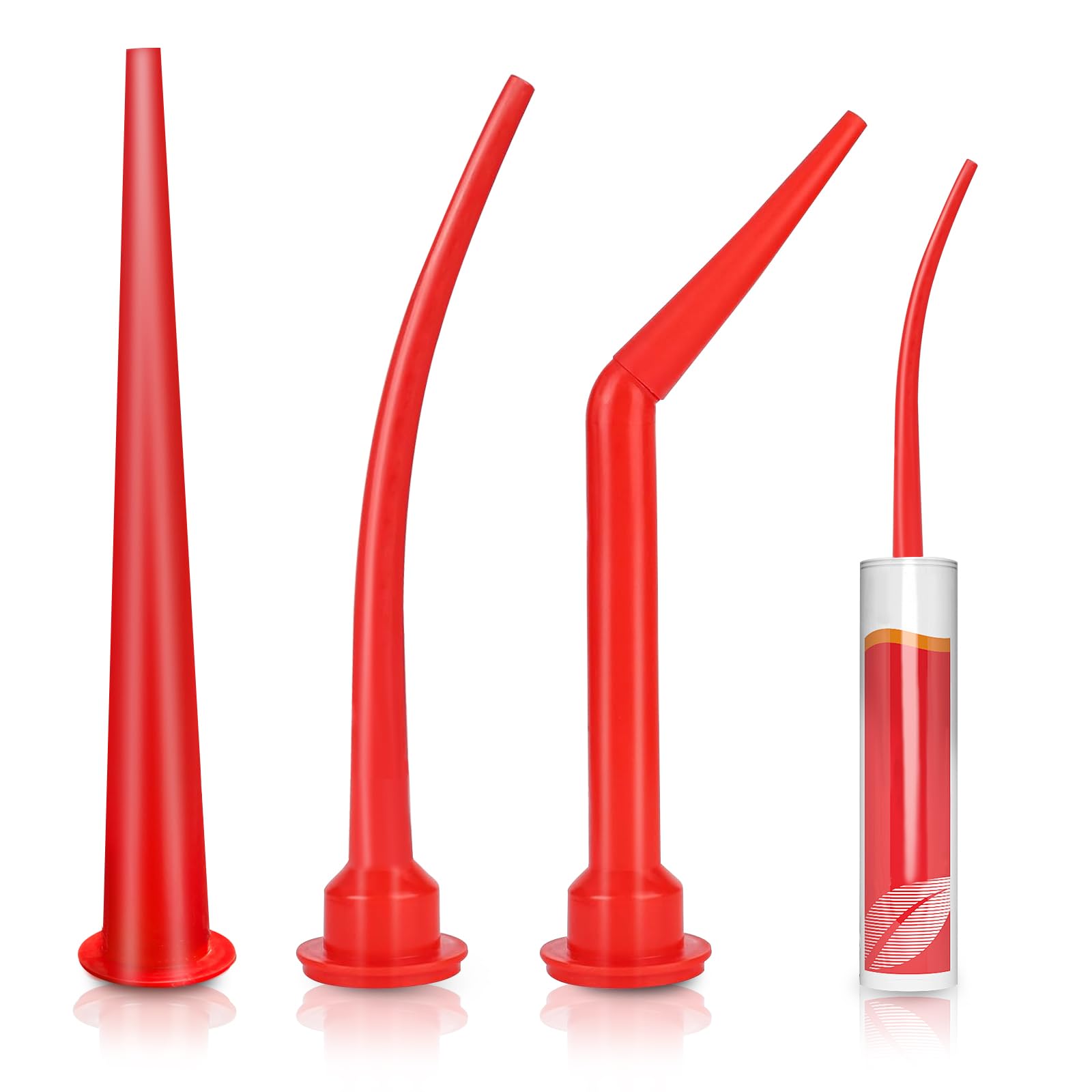 Dyhnqe 3Pcs Caulking Gun Nozzles, 29Cm Long Curved Caulk Nozzles Plastic Cones Nozzle Caulking Nozzle Applicator For Construction Sealing Seams Installing Glass (1 Straight+2 Curved)