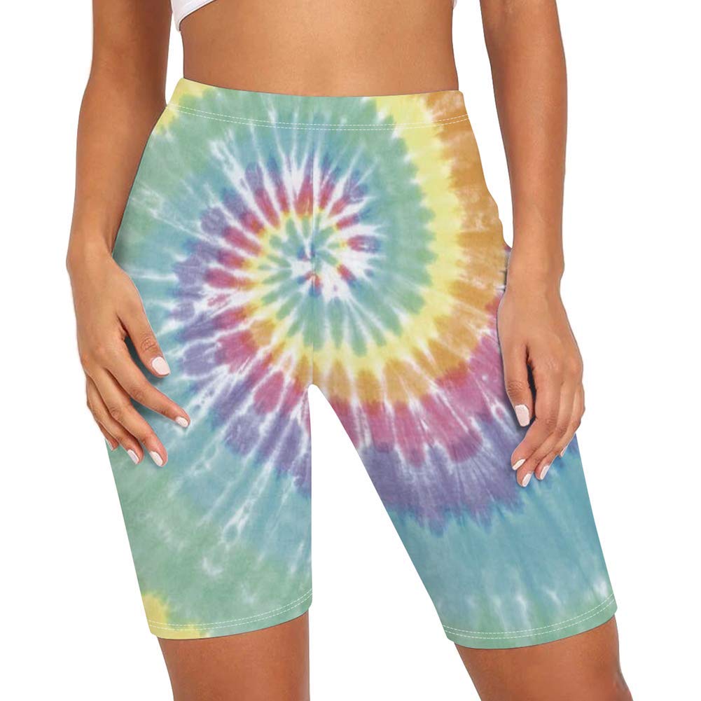 Hopgo Biker Shorts for Women High Waist Print 7" Yoga Shorts Workout Cycling Compression Comfy Pants Tights