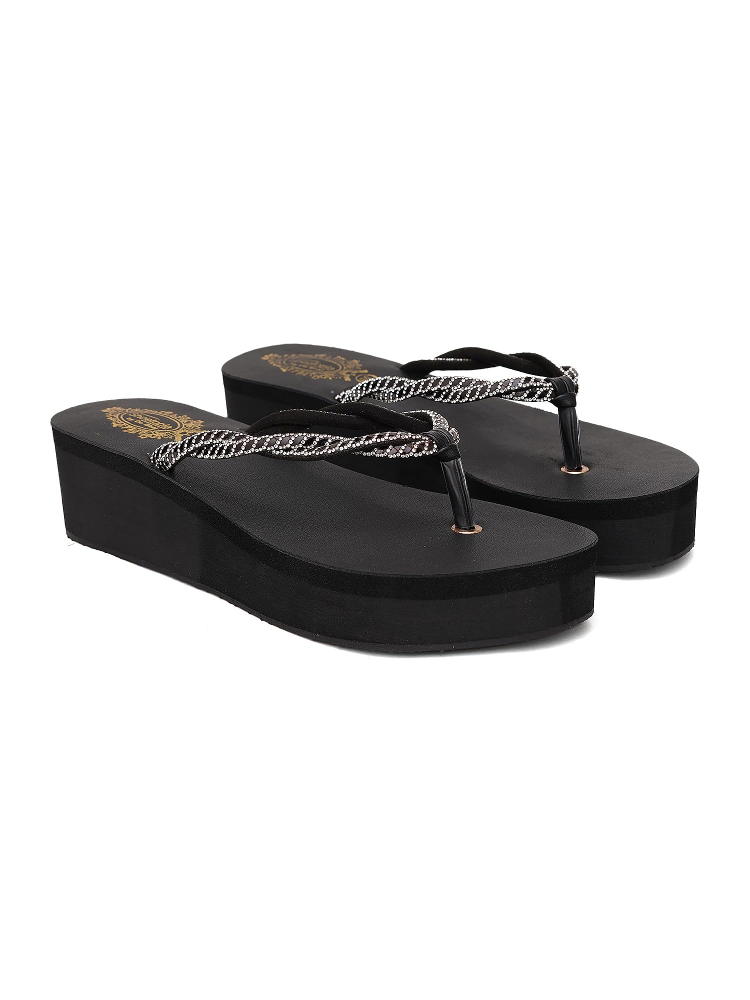 Women's Rhinestone Wedge Platform Flip-Flops - Sparkly Casual Summer Thong Sandals with Arch Support-image-8