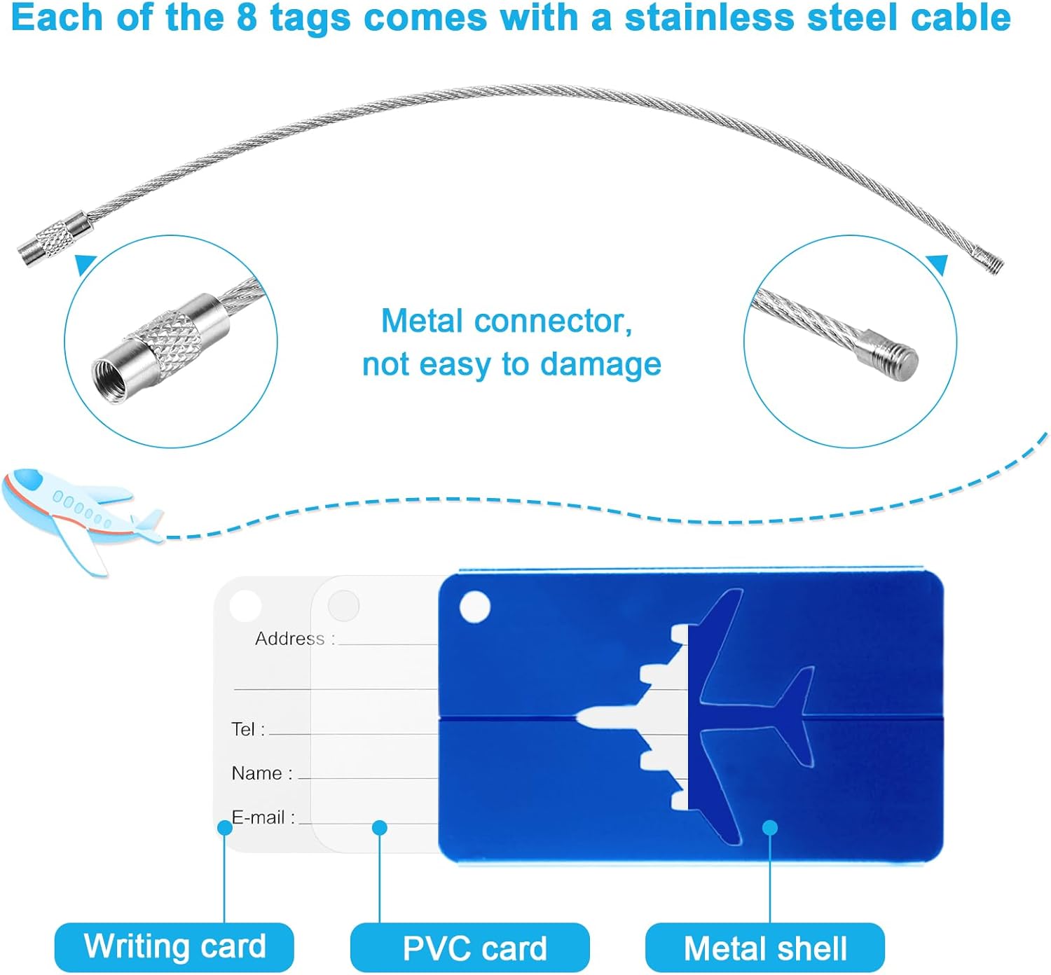 Praktische Kofferanhänger: 8er Set für sichere Reisen