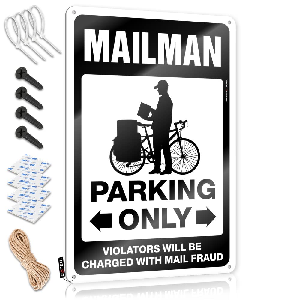 KRAZMURONGD Tin Sign Decor Mailman Parking Only Tin Sign Funny Metal Signs Decor Funny Sogns