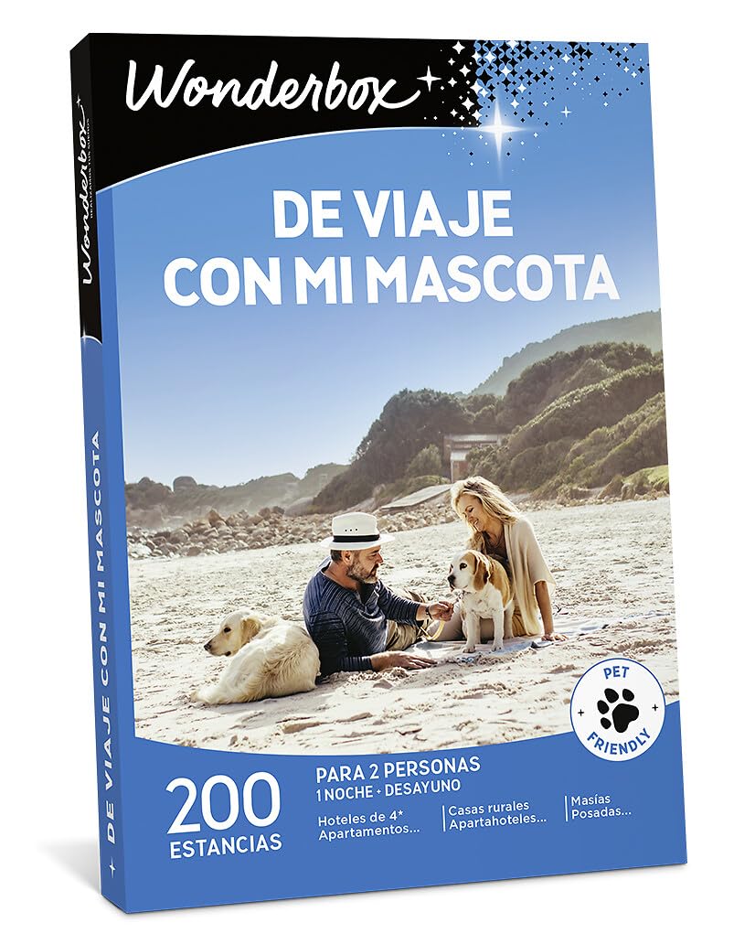 WONDERBOX - Caja Regalo - De Viaje Con Mi Mascota - Para 2 personas | 1 noche o con desayuno - Más de 200 alojamientos donde las mascotas son bienvenidas - Hoteles rurales, apartamentos, posadas