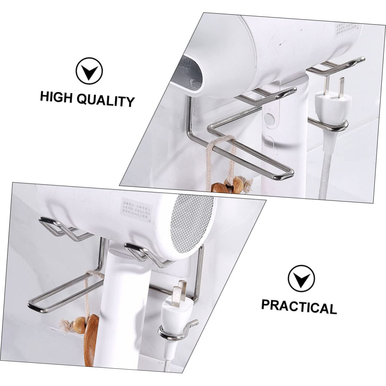TOPBATHY 3pezzi Mensola Da Bagno Per Asciugacapelli Muro Inossidabile Supporto Pratico Per Asciugacapelli Facile Installazione e Risparmio Spazio Adatta Per Casa e Parrucchieri