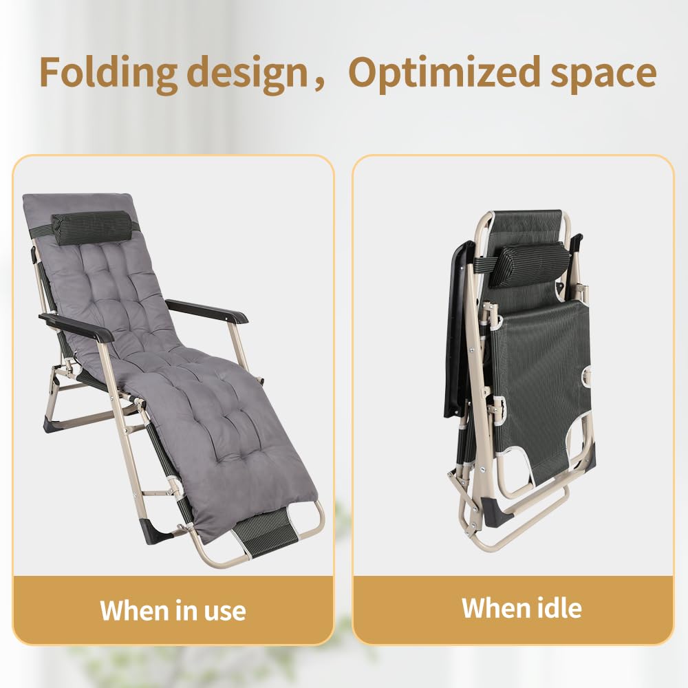 Lit de Camping Pliable avec Dossier Réglable, Lit de Camp Portable avec Matelas, Chaise Longue Inclinable, pour Maison, Randonnée, Charge 150 KG