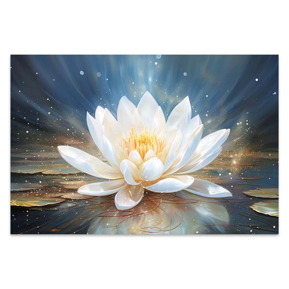 COTAIL Unframed Canvas Wall Art For Bedroom Office Wall Decor, 36x24in Lotus Flower Bloom in Water Wall Decorations For Living Room Painting Pictures Artwork For Modern Posters Prints Home Decor