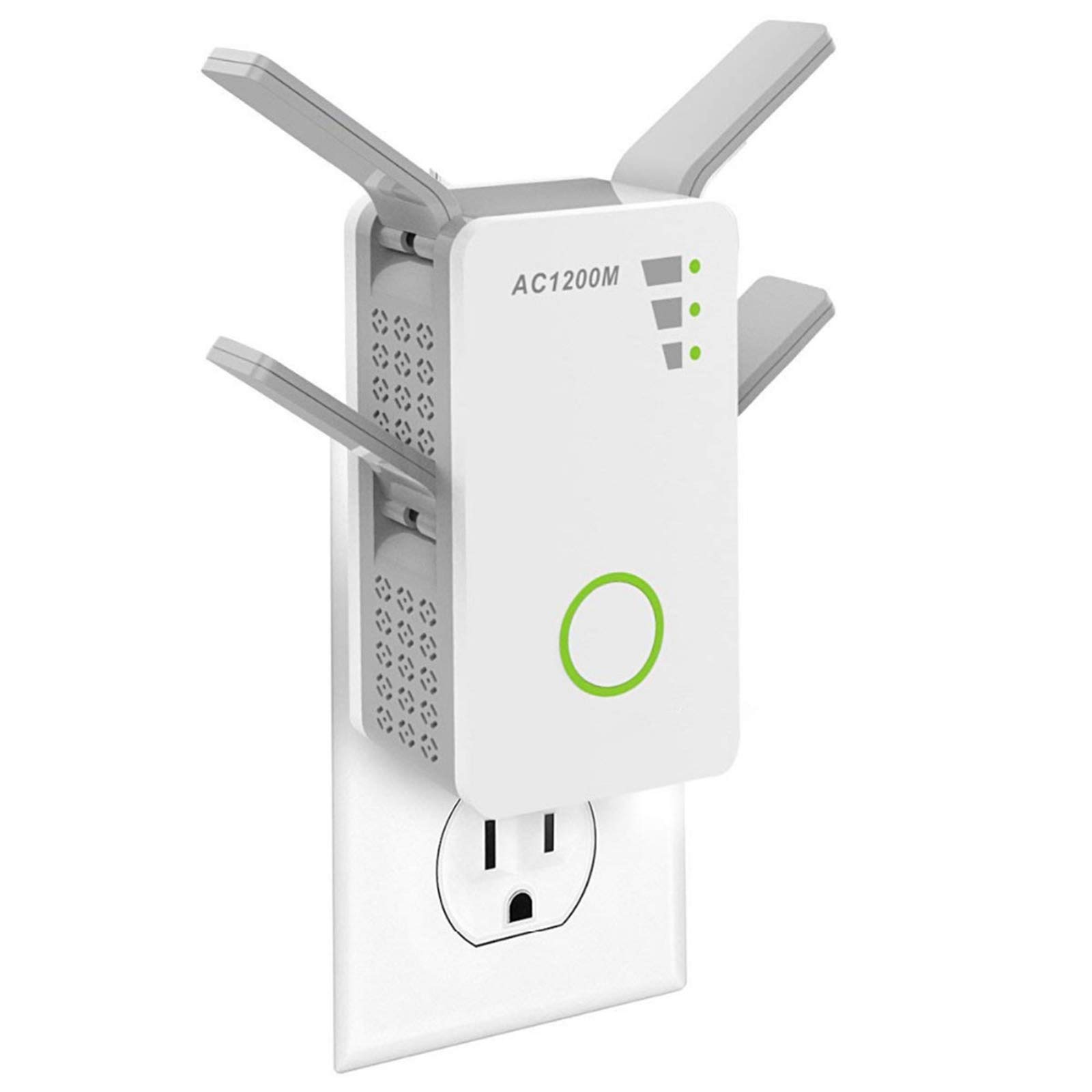 AIZYR 1200 Mbps Repetidor De Banda Dual Inalámbrico De CA/Amplificador De Rango Inalámbrico Ap Amplificador De Señal WiFi con 4 Antenas Externas Configuración De WPS Y Un Clic,Au Plug