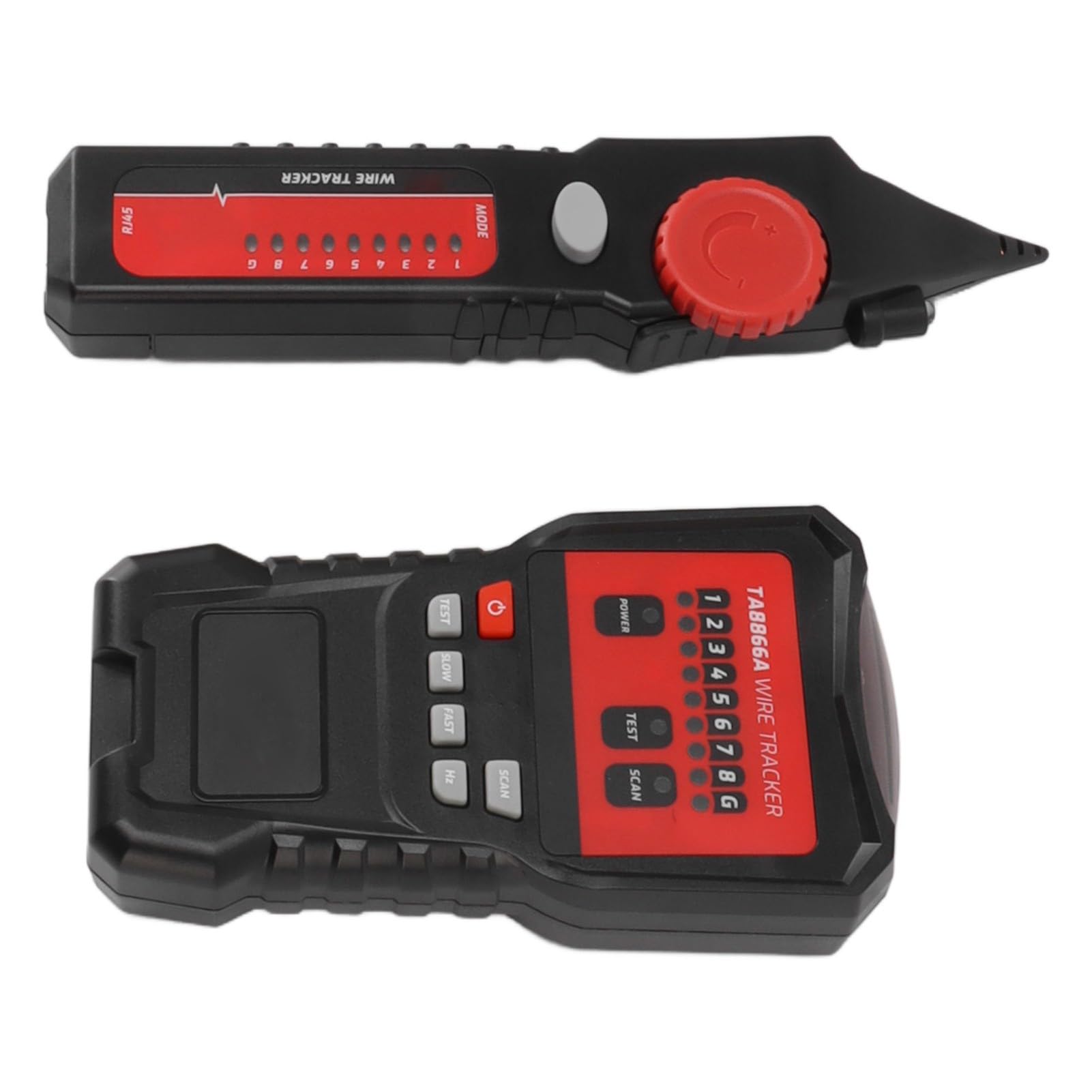 Kabelsuchgerät mit Spannungsprüfung, Netzwerktester für RJ45/RJ11, Leitungssucher bis 300m mit LED-Anzeige und Taschenlampe, TA8866A