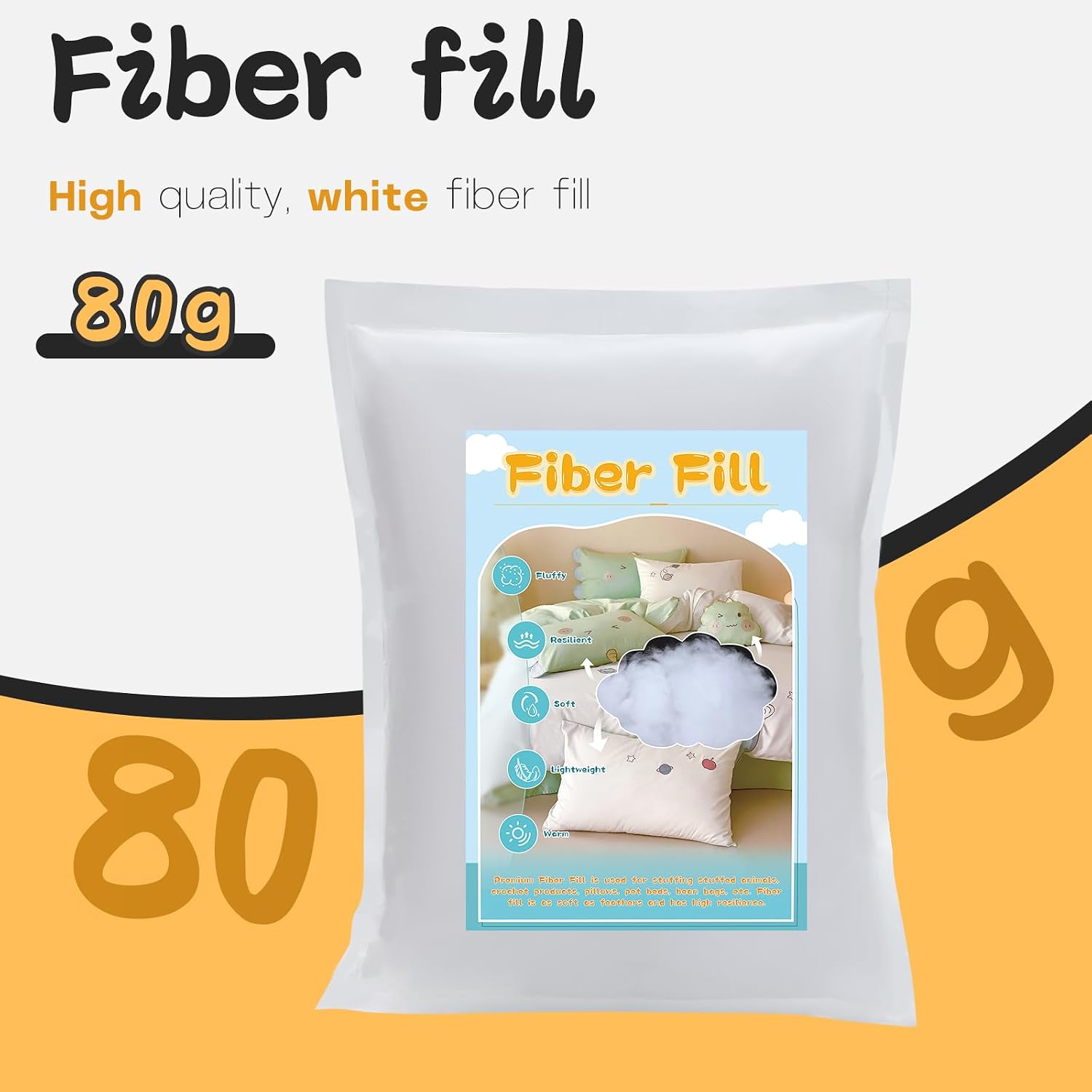 LUNARM Polyfill Stuffing Fiber Fill 2.82oz/80g Pillow Stuffing