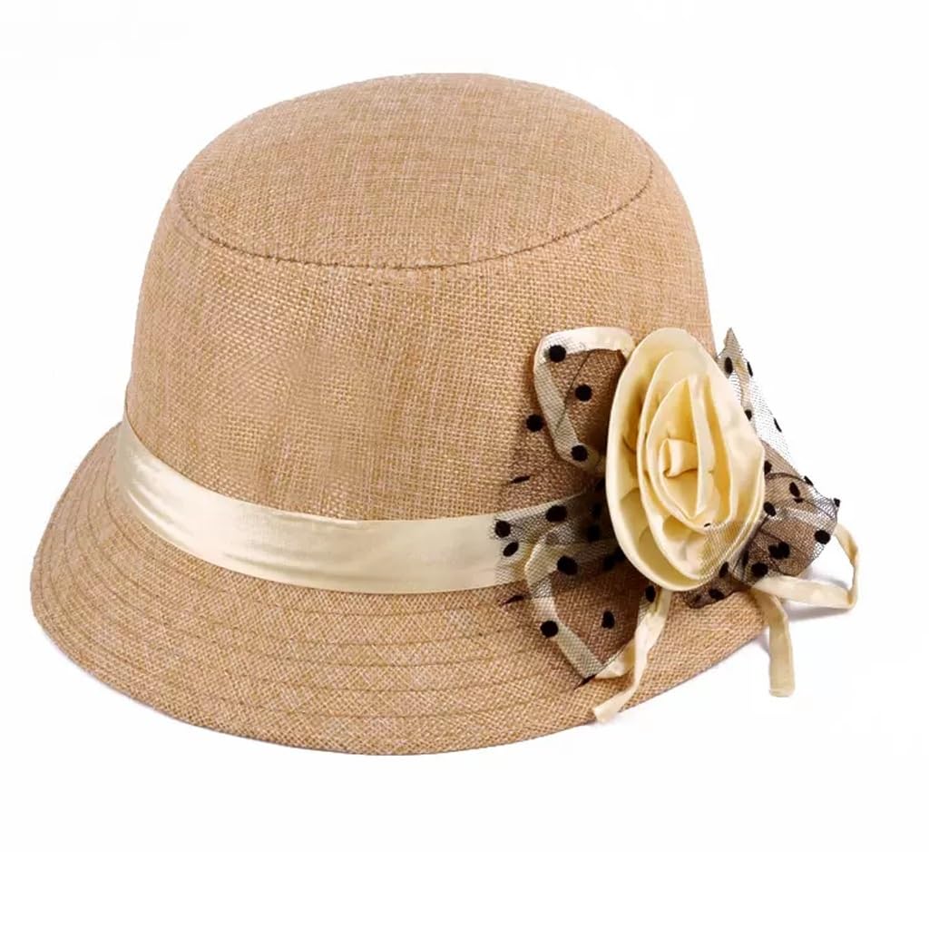 Chapeau femme pliable en lin contre les coups de soleil du printemps au jardin