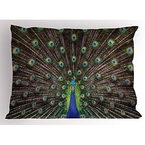 Lunarable Peacock Pillow Sham Cover
