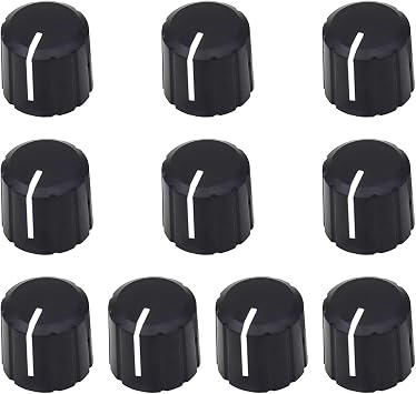 10 Pcs Black with White Line Volume Knobs, D Type Potentiometer Control Knobs for Electric Guitar Enthusiasts/Musicians
