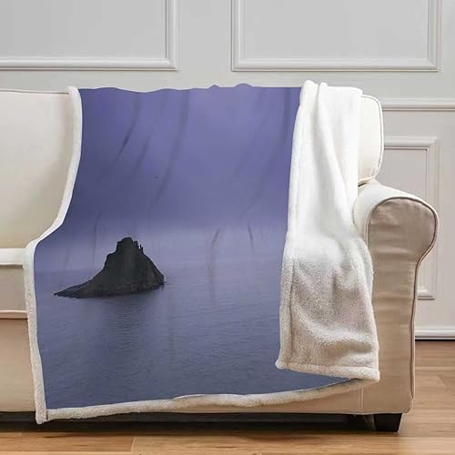 Miniatura 1 de Manta de camping Cobijas Calientes para Invierno con vista al mar y al cielo, suave y acogedora para sofá, cama, sofá, tamaño bebé, 39 x 47 pulgadas