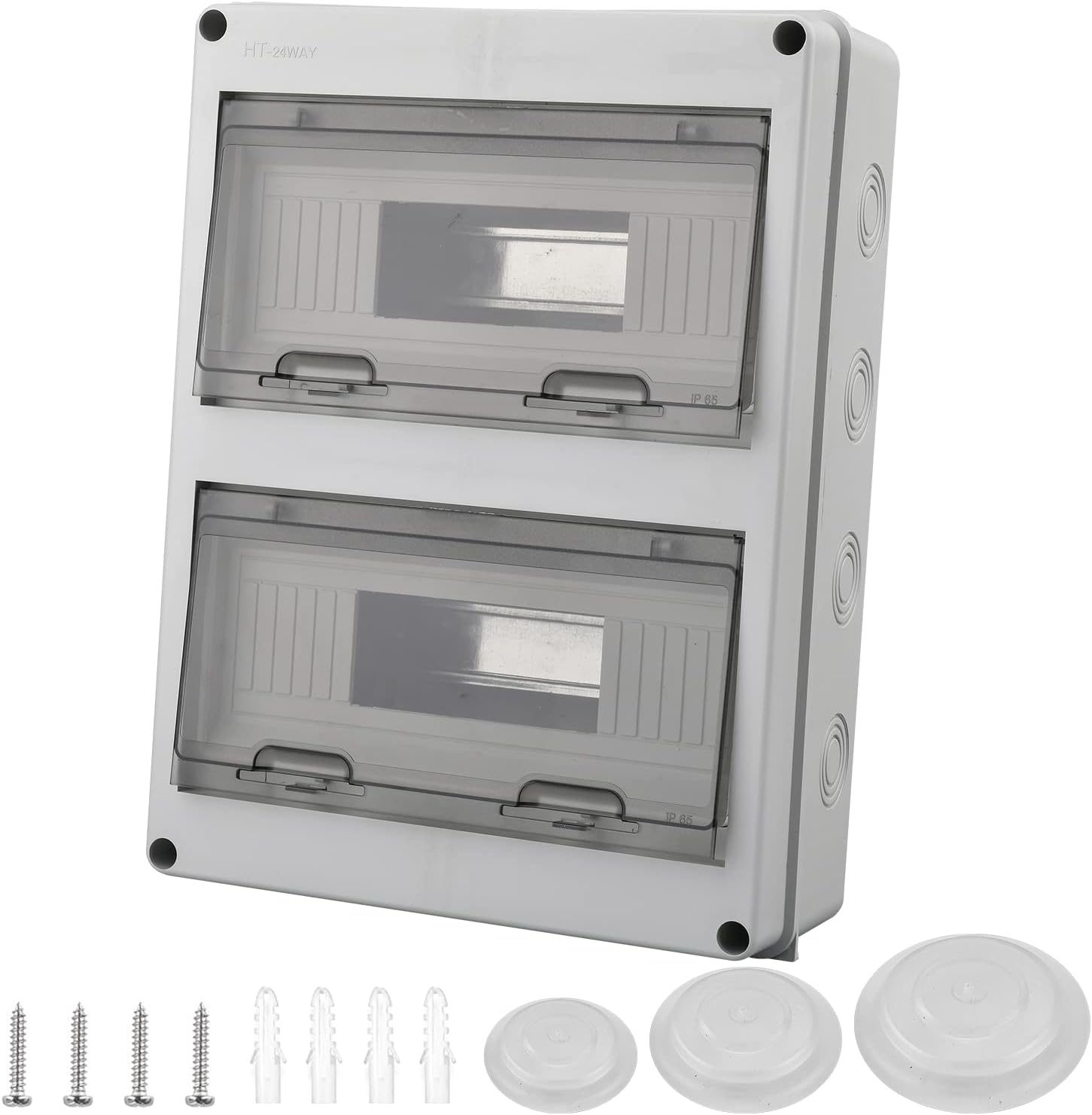 24 Way Consumer Unit, DIN Rail Box With Terminals, IP65 Electrical Enclosure, Waterproof Transparent Window Consumer Unit, Consumer Circuit Breaker Box