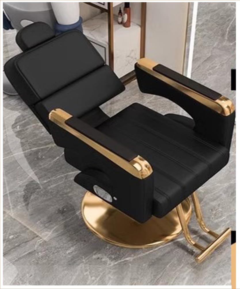 OZBMA Professional Barber Chair Hydraulic Reclining Salon with Adjustable Headrest 135° Recline ty Design for Beauty Salons Black Durable Upholstery