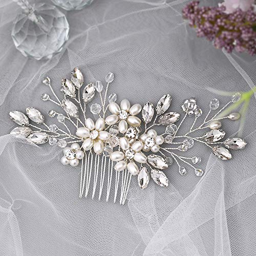 Amorarsi Wedding Hair Comb Silver Rhinestones Crystal Vintage Bridal Hair Clips Accessories For Brides And Bridesmaids #TOP1