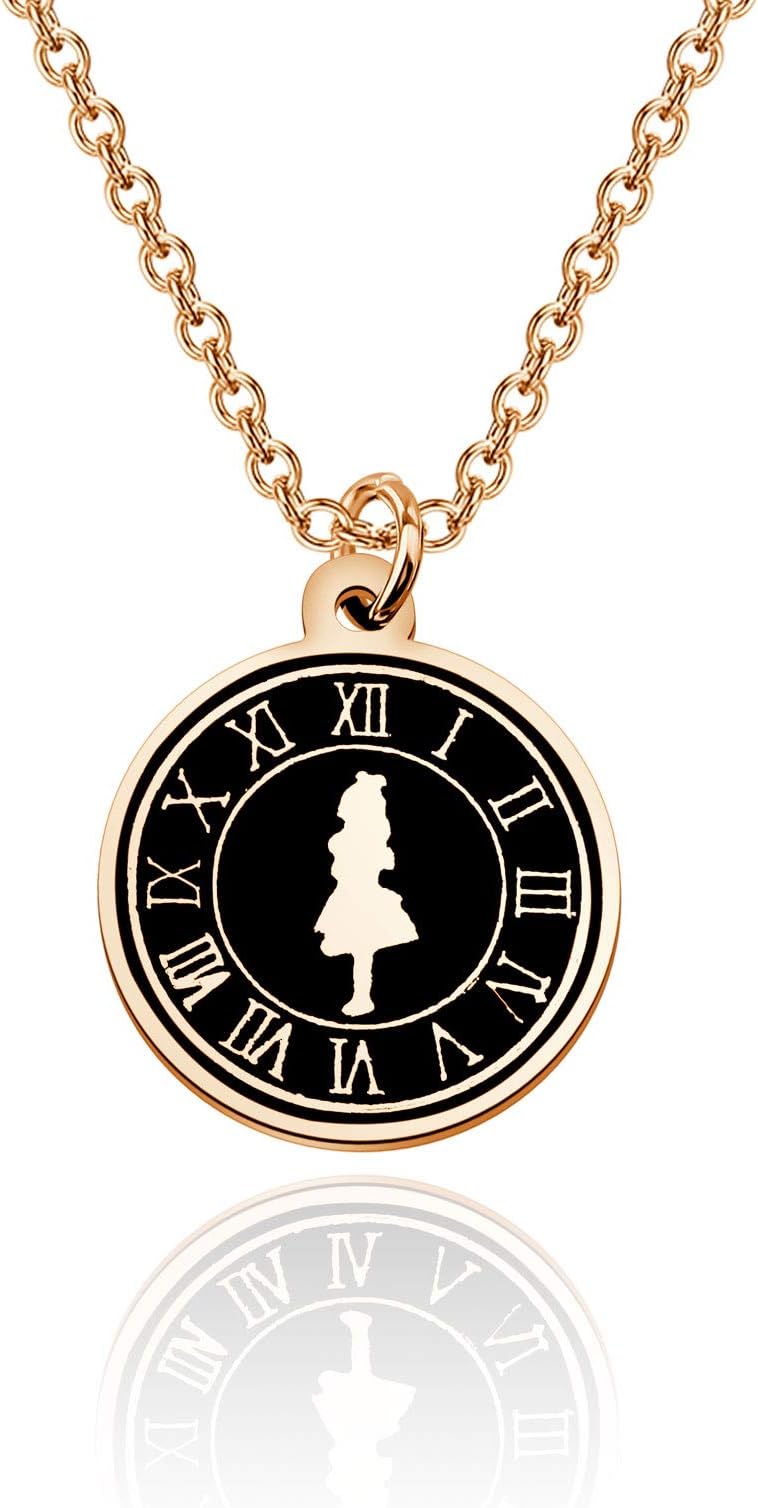 Alice Necklace Geeky Gift Book Lover Gift Daughter Birthday Gifts Book Nerd Jewelry Rabbit Clock Poker Party Jewelry