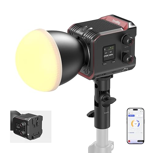 SmallRig RC 100B COB Video Light, 100W Bi-Color 2700K-6500K, Type-C PD Fast Charging, Built-in Battery Plate, with App Control for Photography, Photo Studio, Standard Version (Without Battery) 4893