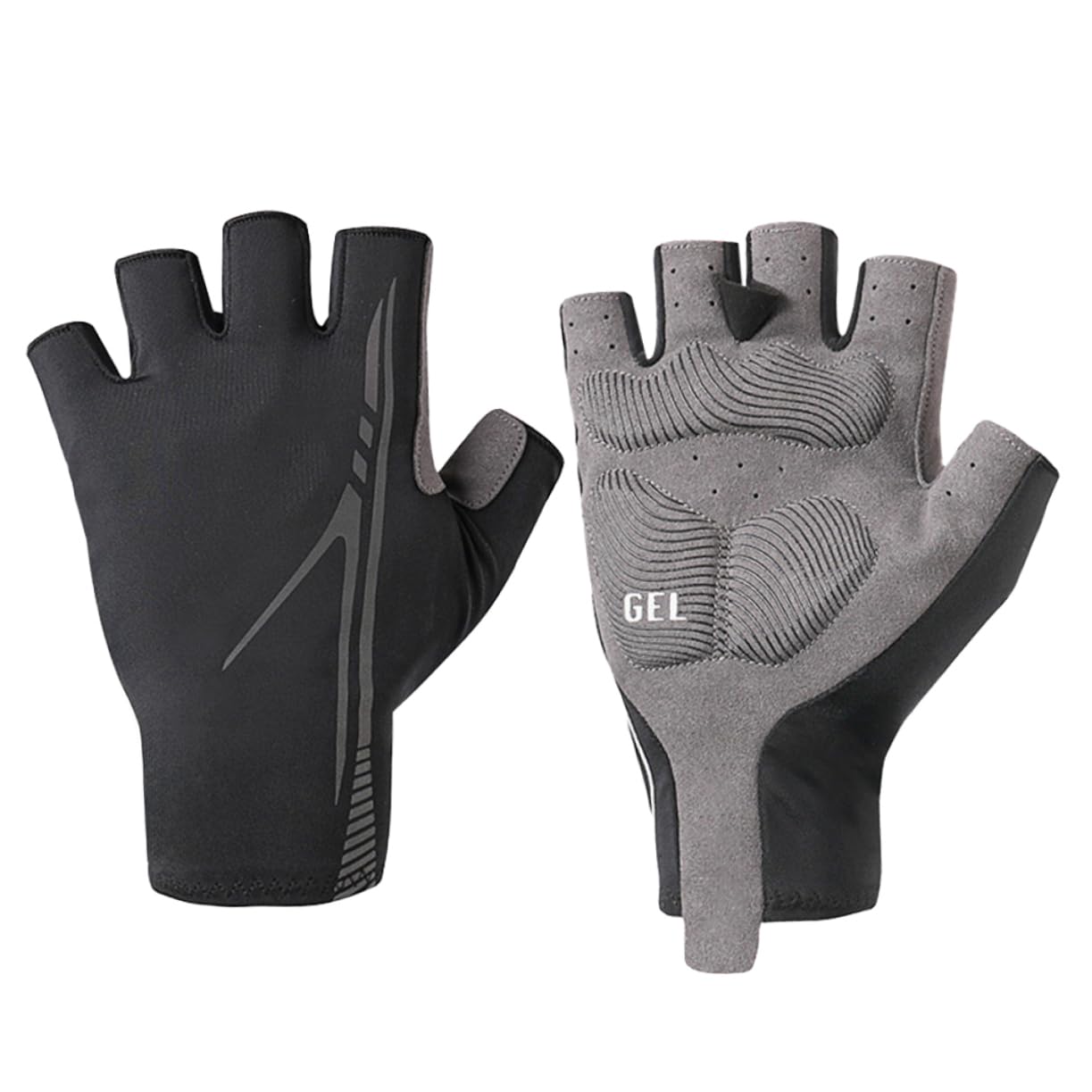 Cabilock 1Pair Breathable Half Finger Cycling Gloves for Outdoor Sports Unisex Skid Resistant Biking Gloves Black with Reflective Design for Enhanced