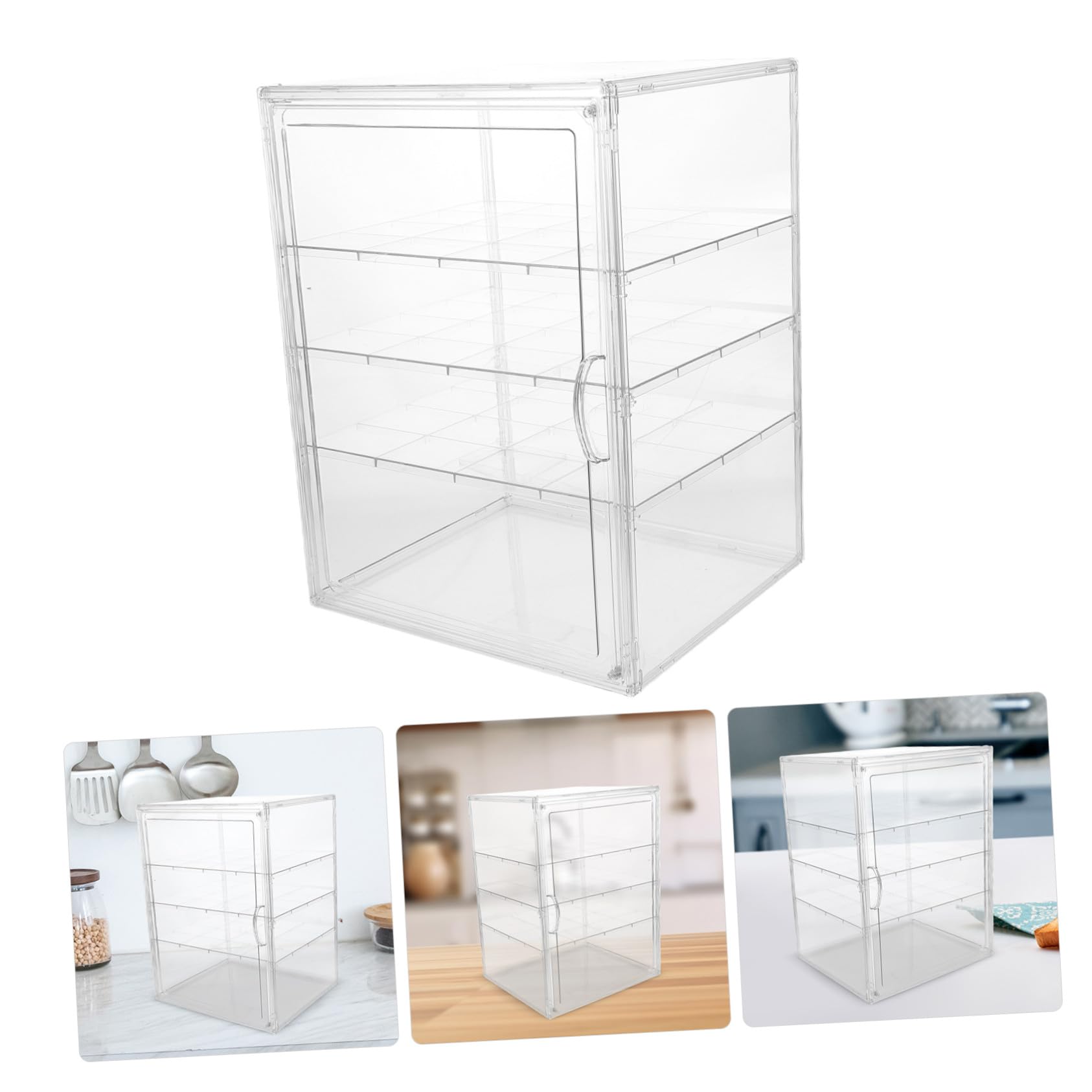 Ciieeo Vetrina per Prodotti da Forno Trasparente 4 Livelli, Ripiani Regolabili e Design Smontabile in Pet per Protezione Dalla Polvere in Cucina o Panetteria