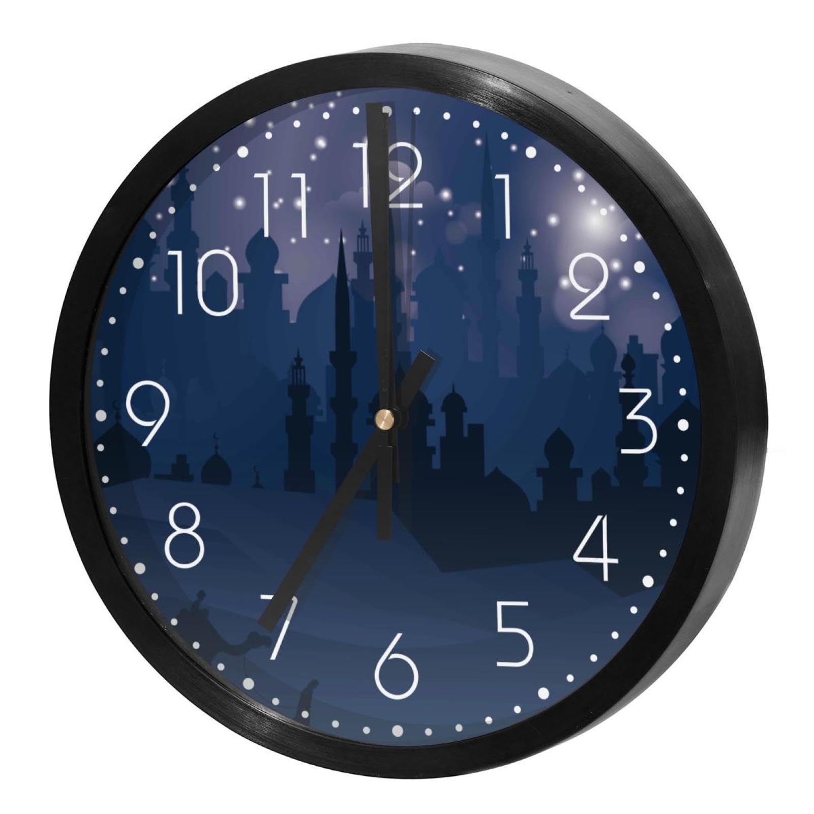 Horloge murale silencieuse à quartz Ville de nuit pour bureau