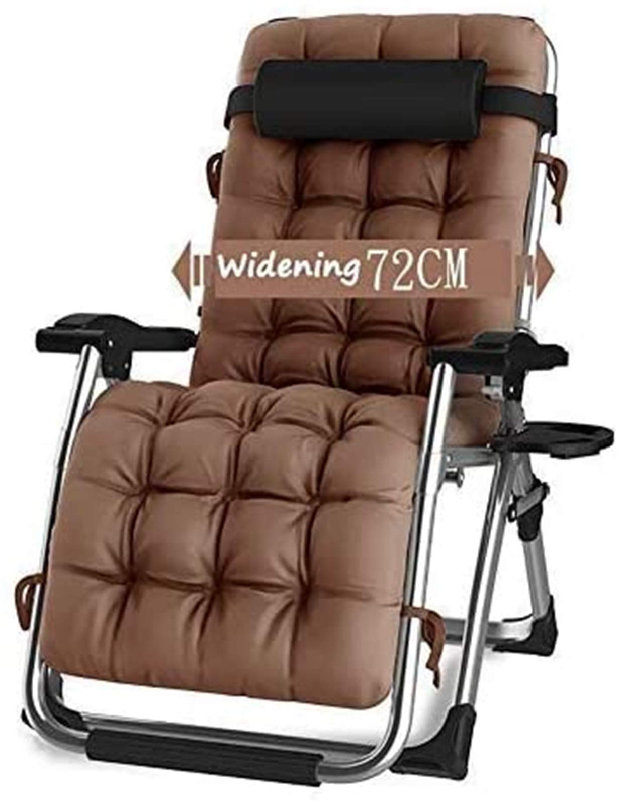 Chaise longue inclinable de jardin pliante extérieure noire avec coussins amovibles
