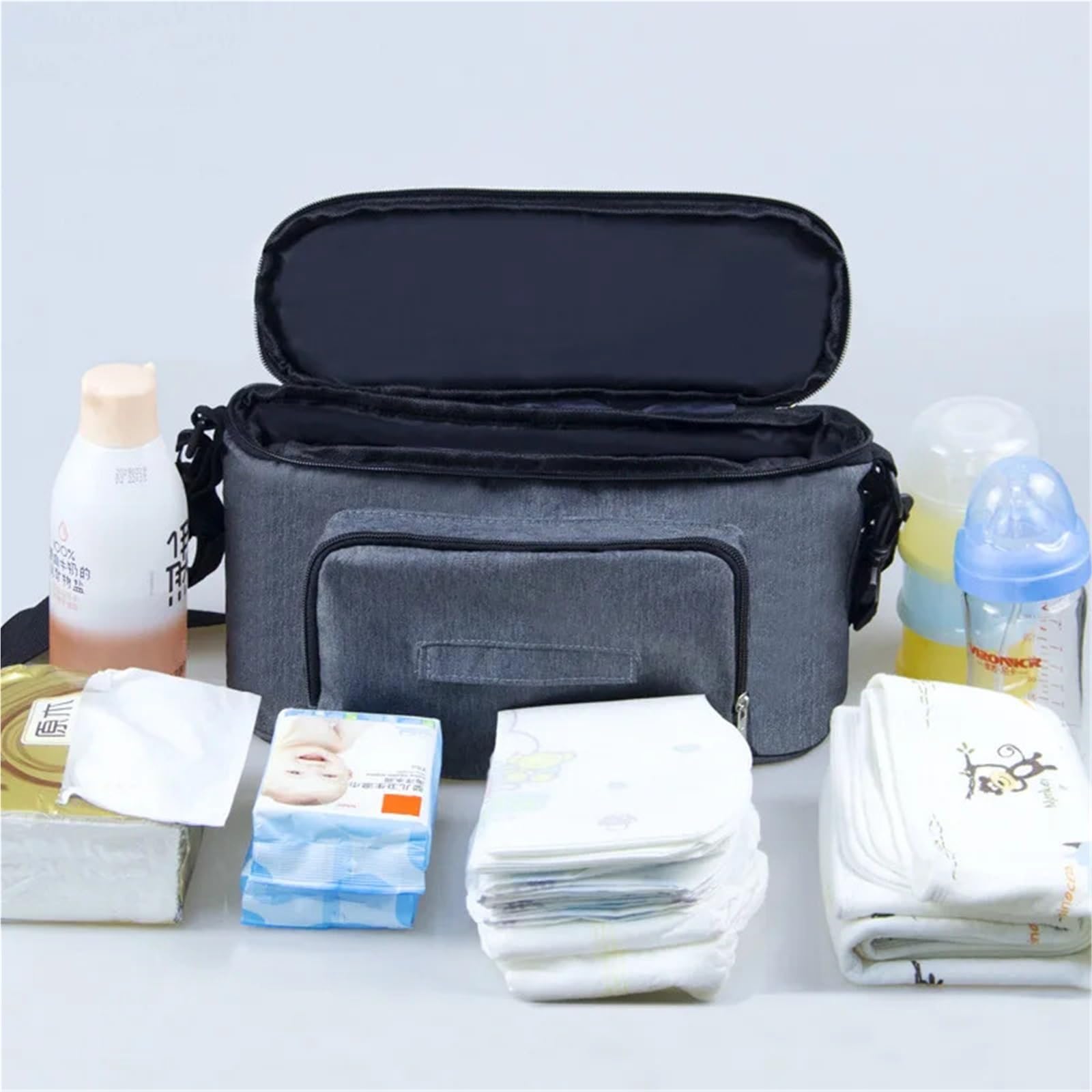 Mama Tasche Wasserdichte Windel Tasche Große Kapazität Mama Reisetasche Multifunktionale Mutterschaft Mutter Kinder Kinderwagen Taschen Organizer(Black)