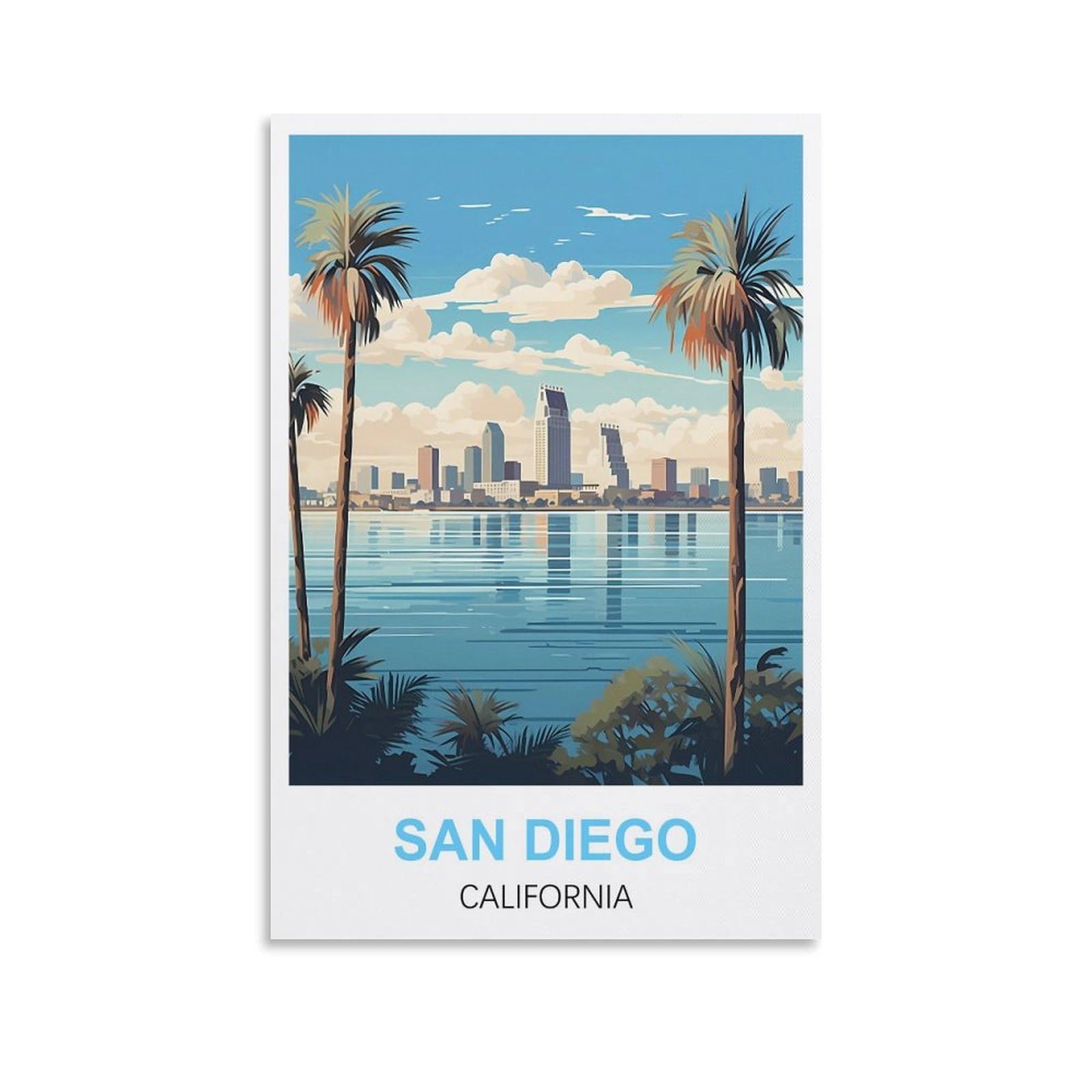 Fjiwecwsq Unframe-Style San Diego California Vintage Travel Posters 08X12inch(20X30cm) Canvas Wall Art Painting Prints