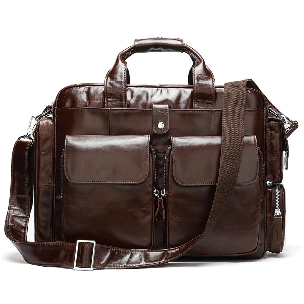 Sac à main d'affaires en cuir mallette de grande capacité porte-document robuste pour homme et femme