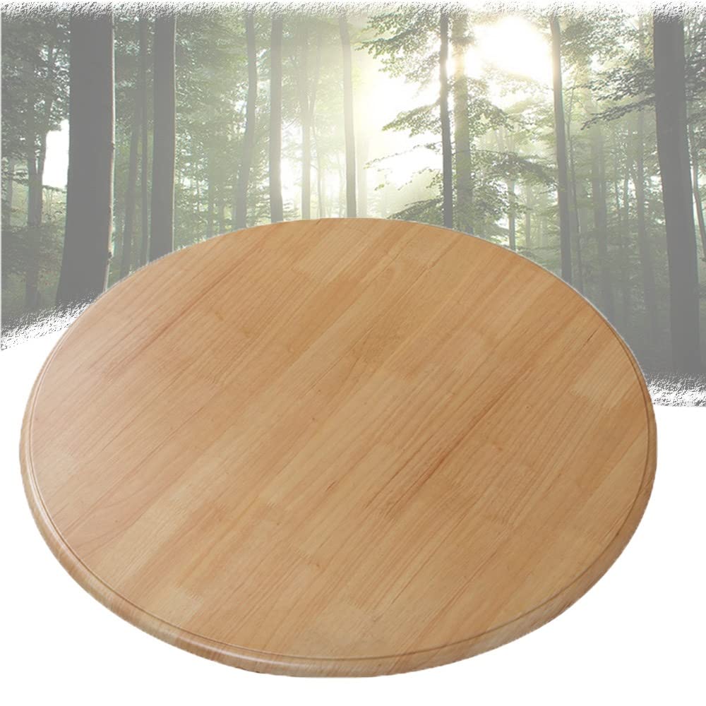 Plateau de service rond tournant en bois massif Lazy Susan 34 po pour grand plateau de cuisine