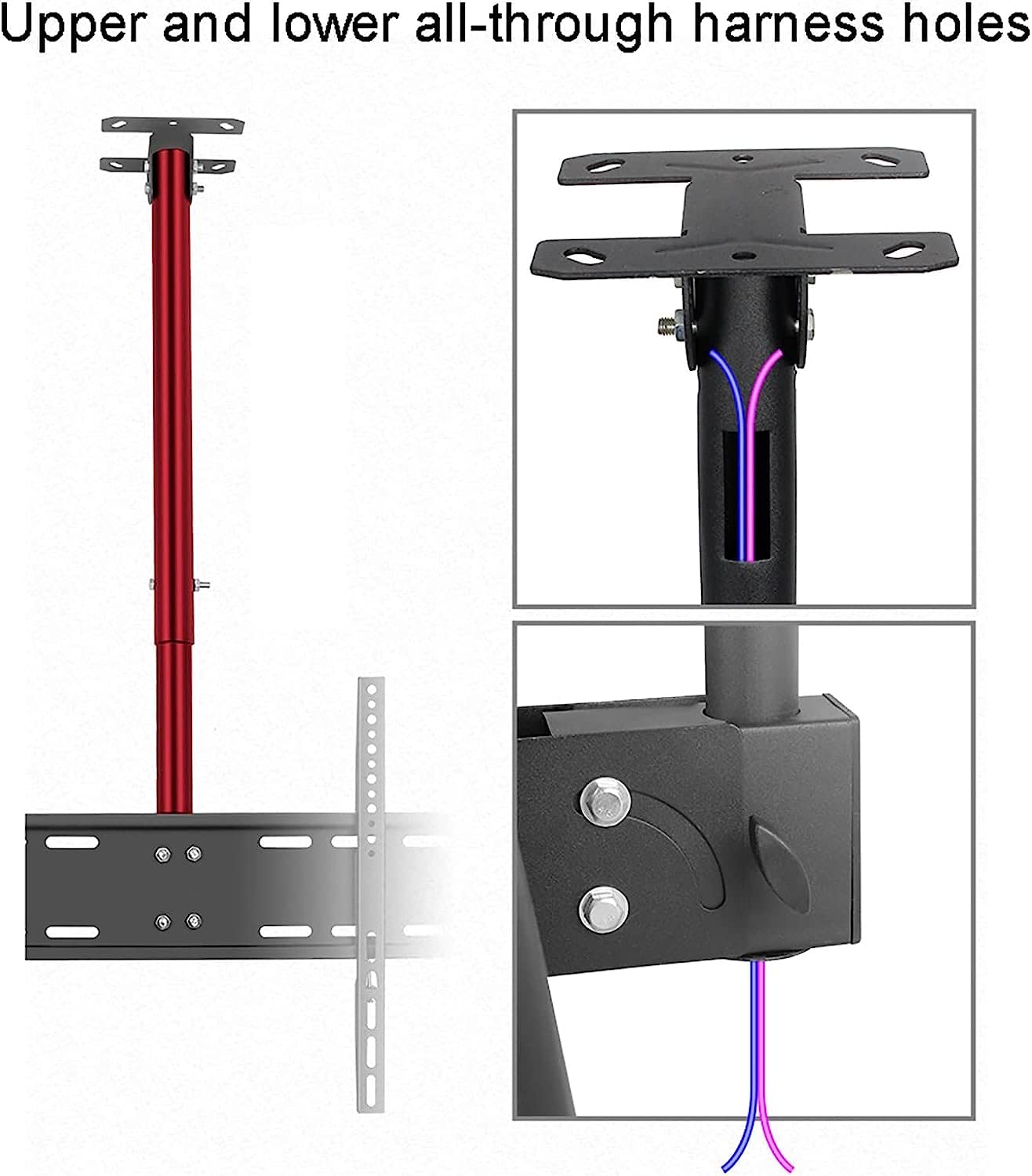 Soporte de techo para TV, altura ajustable, inclinación y giro, hasta 45 kg, soporte de techo para TV que se adapta a la mayoría de soportes de TV de pantalla dual de 32 a 40 pulgadas