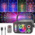 DJ Disco Party Light – Sound Activated RGBW LED Projector with Strobe & Star Ball, Remote Control Stage Lights for Kids, Weddings, Birthdays, Karaoke & Home Parties