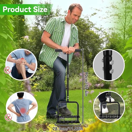 Lawn Aerator, Aerator Lawn Tool for Manual Weeding, Pre-Assembled Lawn Aerator Tool for Patio Lawns and Gardens, Lawns Improvement and Yard Care, Garden Tools, Restoring Lawns Health - Image 3
