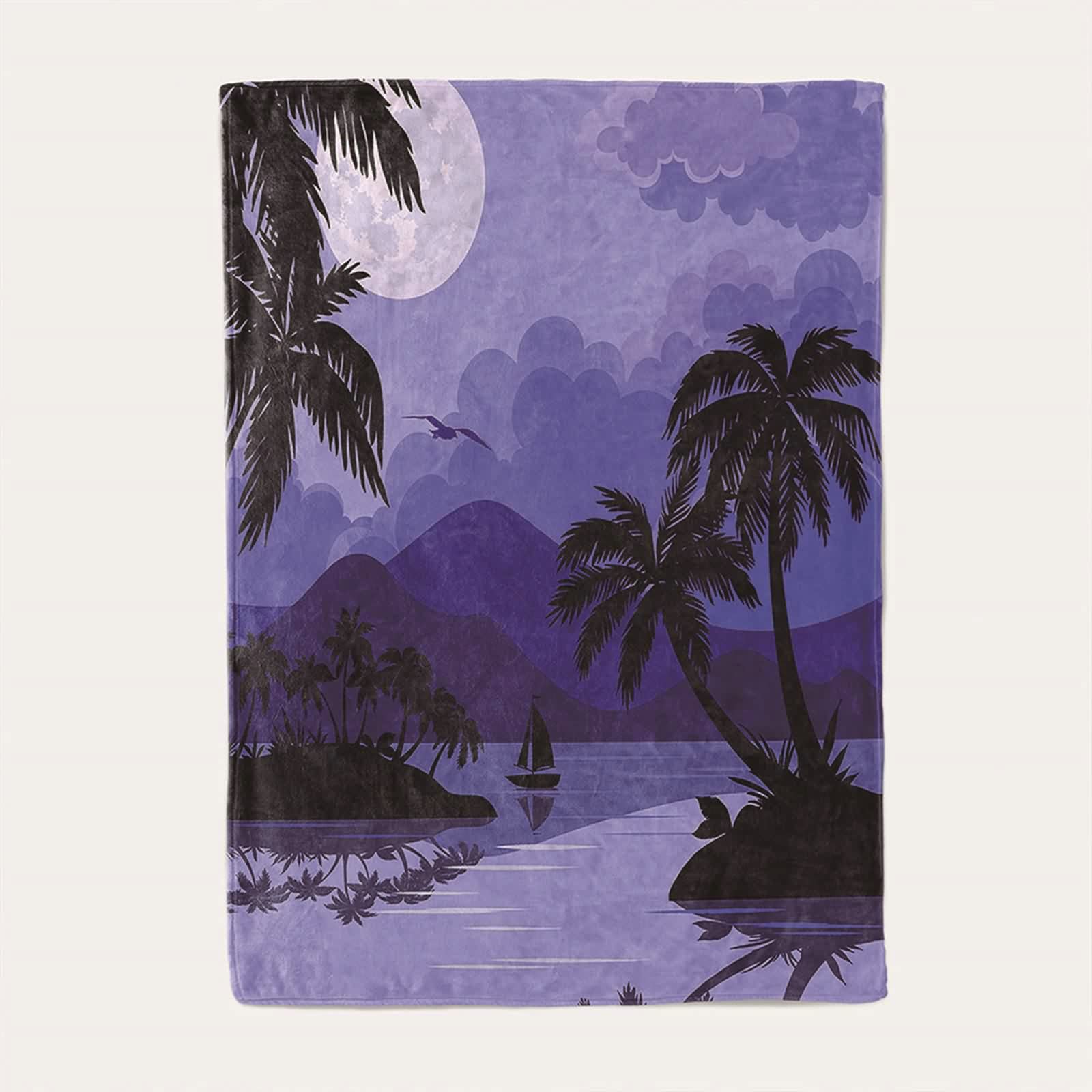 Aeici Couverture Polaire, Couverture en Flanelle Couverture 160x200 cm Motif Palmier Lac Montagne Couverture Canapé Hiver Cadeau pour Adultes et Enfants