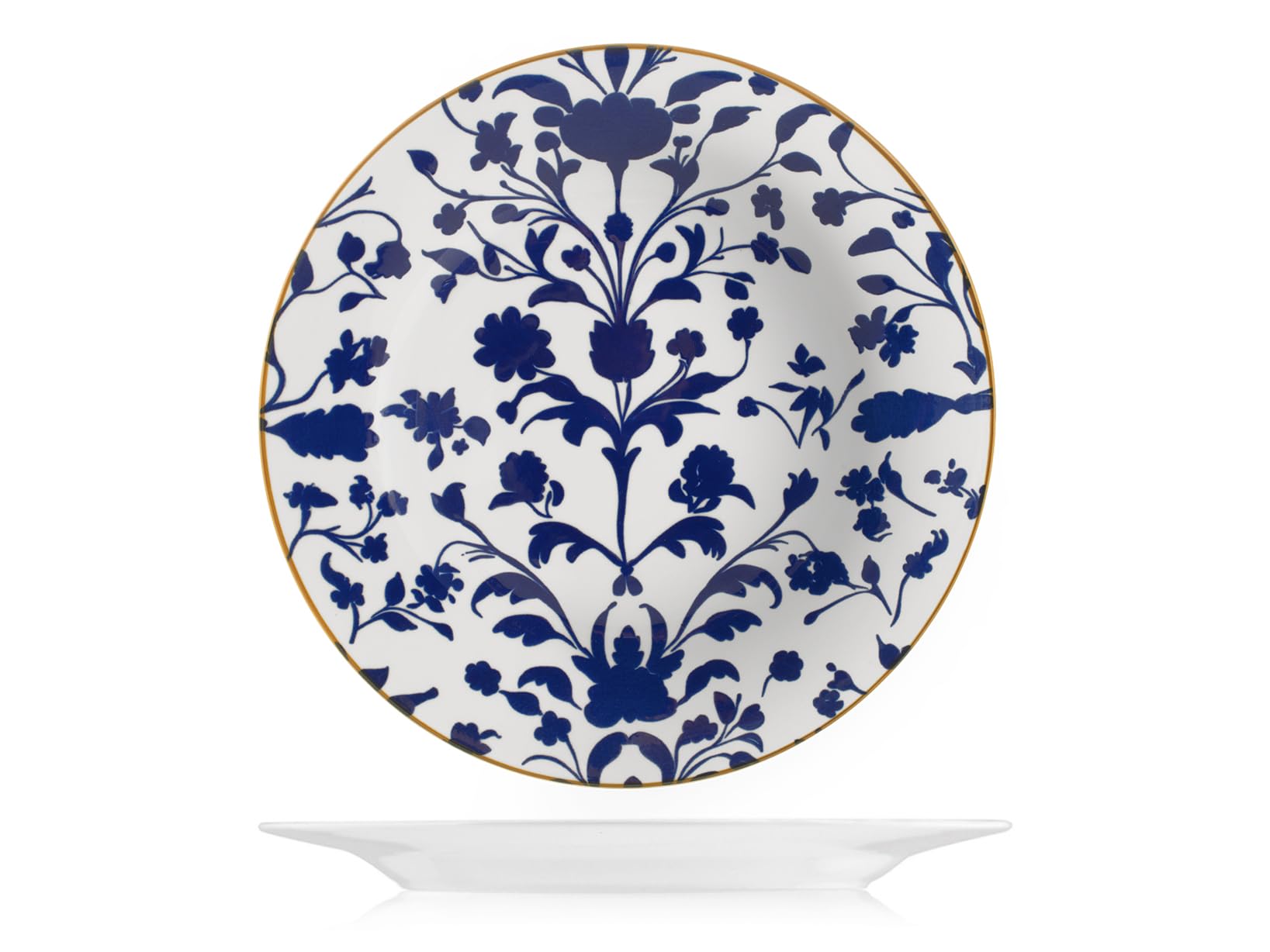 H&H Servizio Tavola Royal Petals in Porcellana Decorata 18 Pezzi – 6 Piatti Piani 27 cm, 6 Fondi 27 cm, 6 Frutta 19 cm Forma Ala – Idoneo Lavastoviglie e Microonde