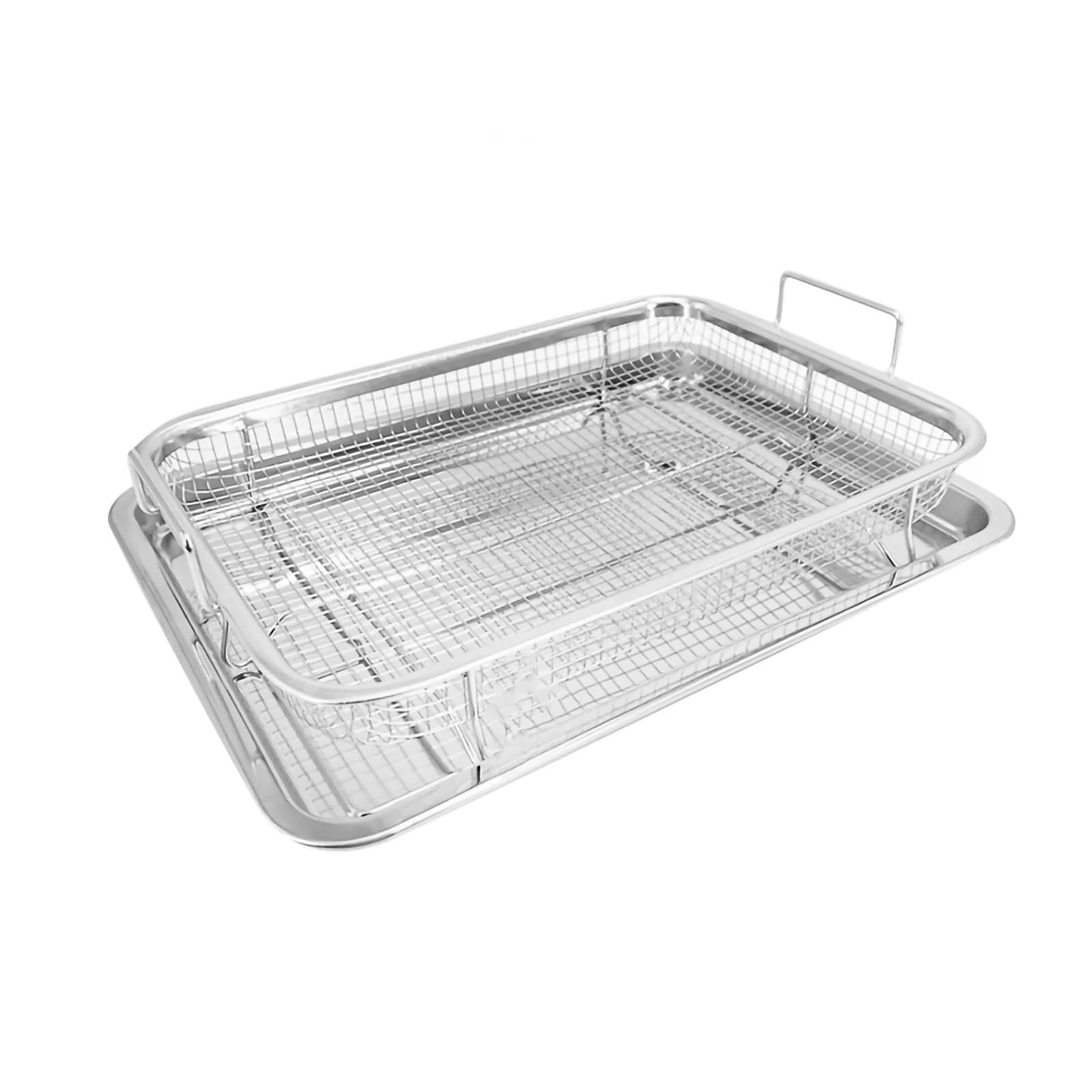 Plat de cuisson avec grille en acier inoxydable et panier antiadhésif multifonction