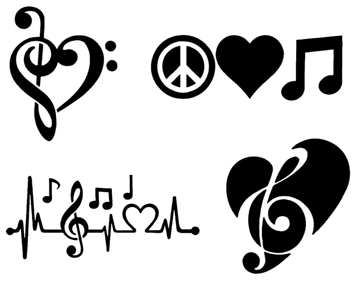 Amazon.co.jp: Music Decals 4パック:トレブルバス音記号ハート、音楽