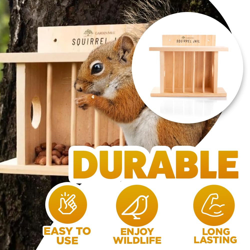 Garden Mile Comedero de ardillas y comedero para pájaros, mesa de picnic grande de madera, estación de alimentación duradera para vida silvestre al aire libre, adorno de jardín para pájaros y ardillas