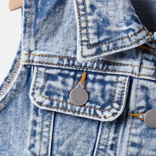 Kids Girls Jean Vest Trendy Sleeveless Cropped Denim Jackets Fall Button Down Hip Hop Coat Vintage Streetwear4