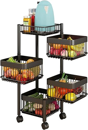 Cesta de almacenamiento de frutas, cesta de frutas apilable enrollable, organizador de almacenamiento para cocina, armario de despensa, dormitorio,