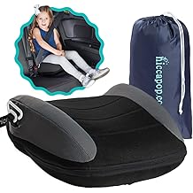 Hiccapop UberBoost Inflatable Booster Car Seat | Blow up Narrow Backless Booster Car Seat for Travel | Portable Booster Seat for Toddlers, Kids, Child | Black/Gray