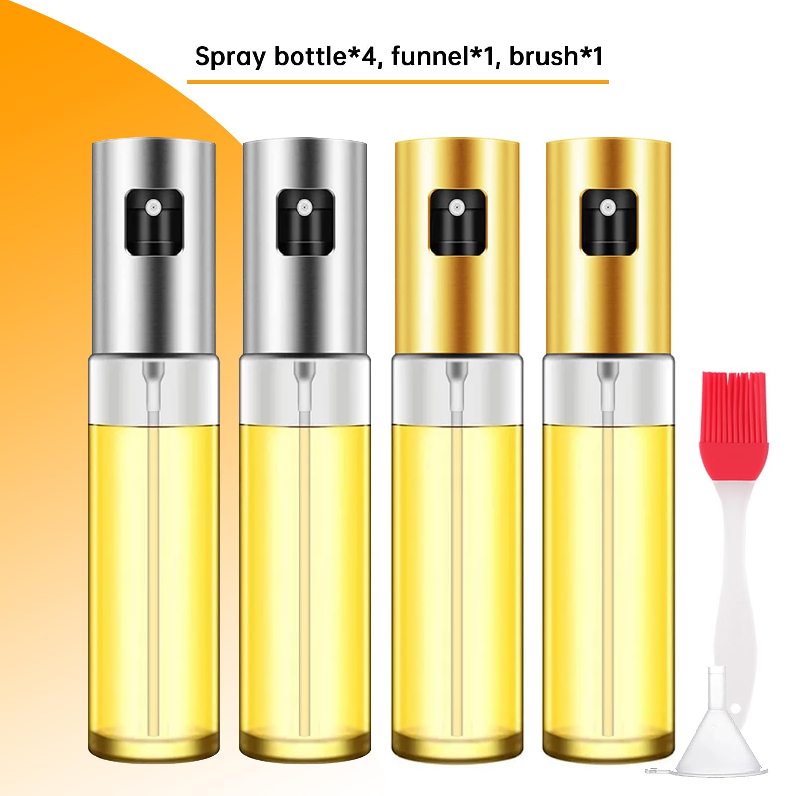 Set 4 Spruzzini Olio Per Cucina - 100 Ml, Con Spazzole E Imbuto, Per Friggitrice Ad Aria E Insalate - Foto 5
