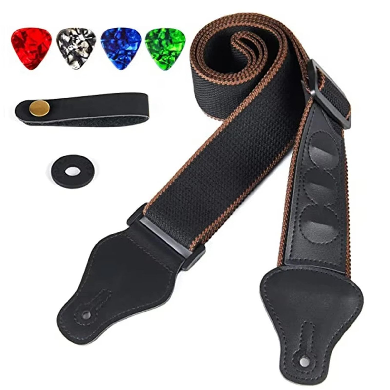 FROMCEO Comfortable Guitar Strap Nylon Adjustable For Acoustic And Electric Use For Ukulele Bass With Pick Pocket