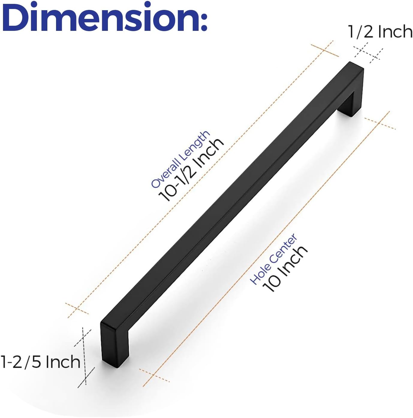 Ravinte 18 Pack 10 Inch Square Cabinet Handles - Matte Black Pulls for Kitchen Drawers and Cabinets - Hardware for Cupboards