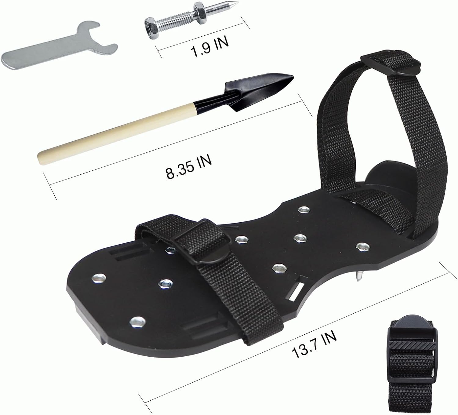 Lawn Aerator Shoes with Adjustable Straps & Shovel - for Lawn Aeration or as Screed Shoes - Lawn Aerator Shoes as the Perfect Aerator Tool - Spike Shoes - Large