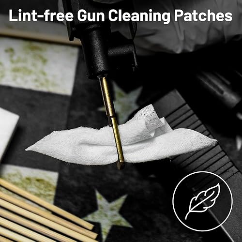 Miniatura 4 de PINGMIC Kit de limpieza de pistola de 1000600 piezas, parches de pistola de algodón de 2 x 2 pulgadas sin pelusa y hisopos de limpieza de pistola de