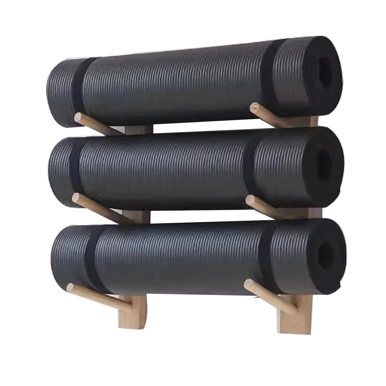 Rangement compact pour équipement de yoga : support mural bois 3-9 niveaux