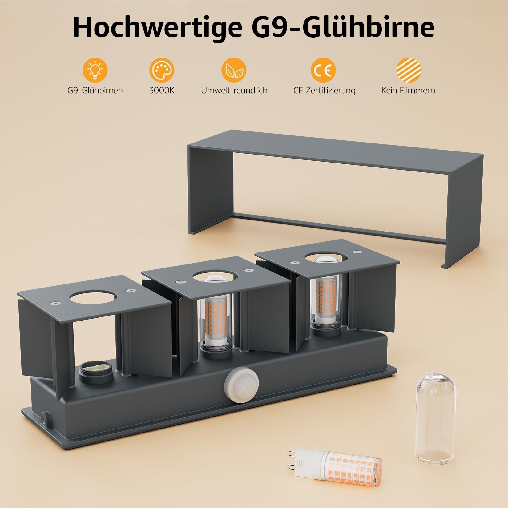 Klighten 27W Aussenlampe mit Bewegungsmelder Warmweiß 3000K (Anthrazit)