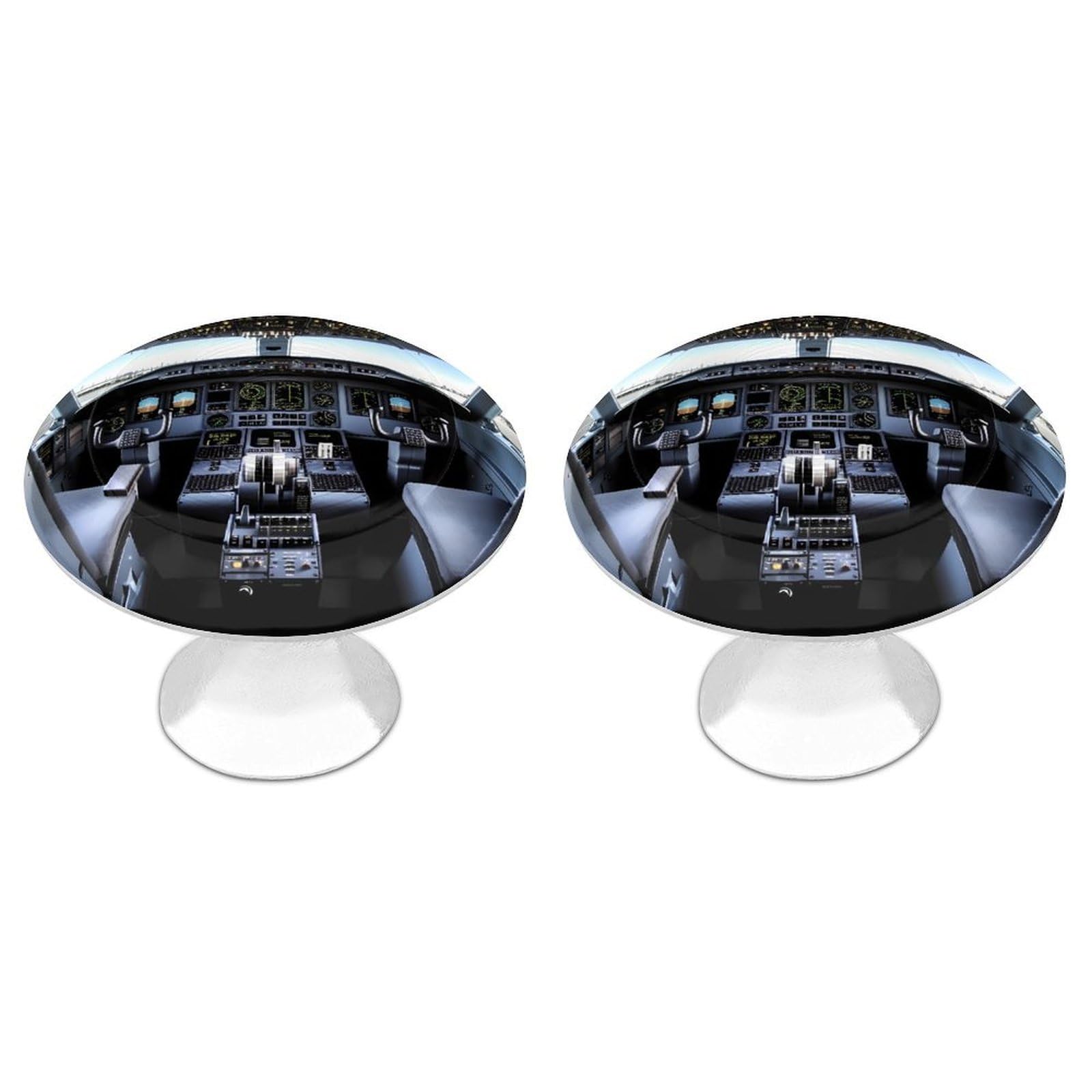 QMNLKH Airplane Cockpit Cabinet Knobs for Home, Round Drawer Pulls for Kitchen, Personalized Cupboard Handles with Screw, Fashion Dresser Knobs for Office, Drawer Handles, 2 Packs