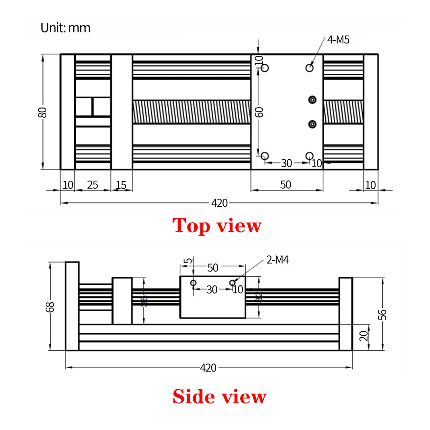 RATTMMOTOR Hub des Lineartisch-Aktuators L-300mm Kugelumlaufspindel Linearführungsschiene CNC Linearführung mit Nema23 Schrittmotor 1,8°, 3A, 1,2N.m für cnc Fräsmaschine (EBX1605J)