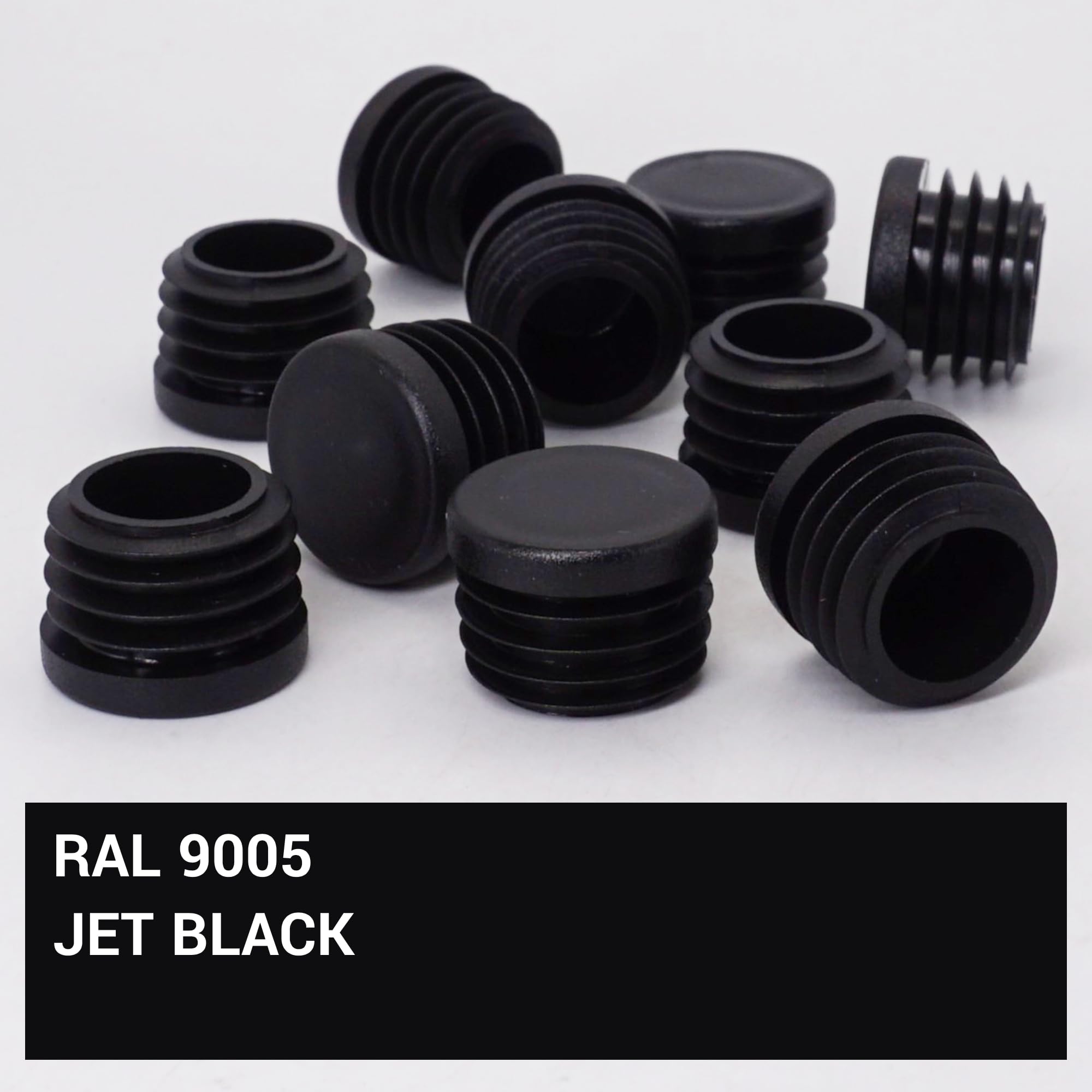 SKIR'CO (20 pcs) Round Tube Inserts 27 mm, Fence Post Plugs, Black Plastic Tube End Caps, Pipe Plugs, Black RAL 9005 - Image 3